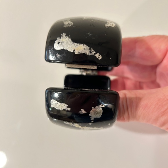 Kenneth Lane Black Lucite Plastic Bangle Bracelet Oval Vintage - Picture 7 of 11